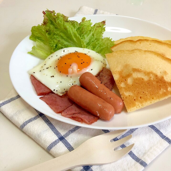 朝食 ホットケーキプレート ♪